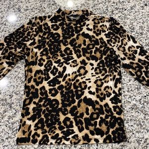 Leopard print turtleneck top size S